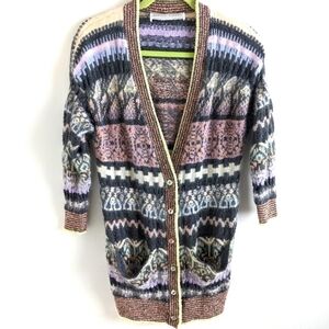 VINTAGE 80s Brenda French Soft Fuzzy Cardigan Sweater S